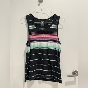 Goodfellow & Co Black Tank Top with Pink and Green Stripes